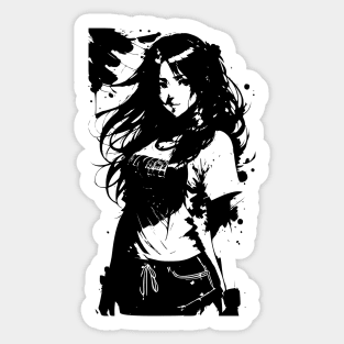 Kawaii Anime Girl Wearing Tshirt 02 Sticker